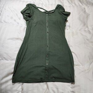Olive Green No Boundaries Summer Pull Over X Back Dress